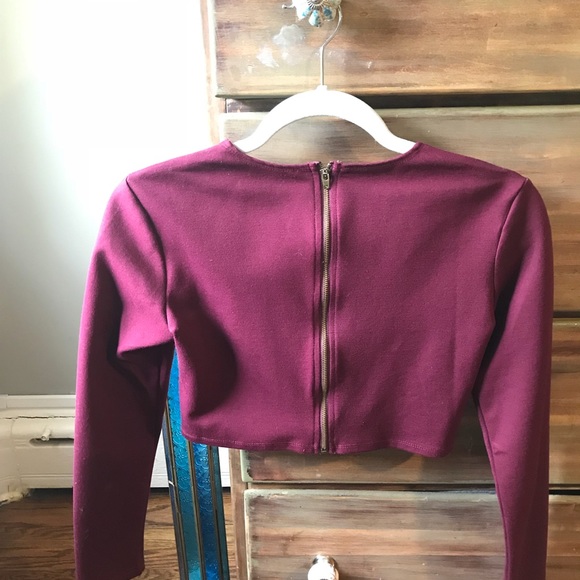 Dark Burgundy Crop Top - Picture 2 of 4